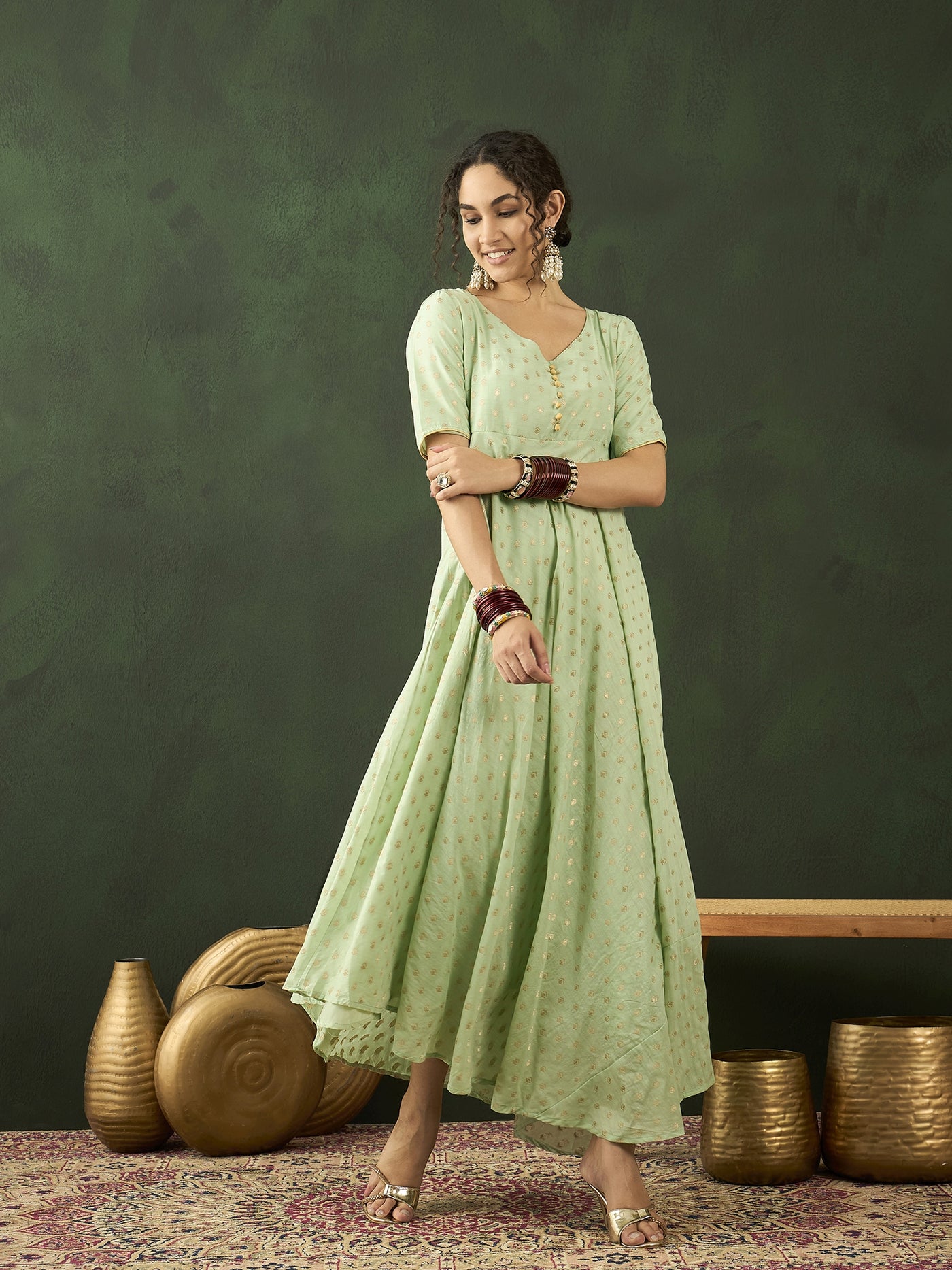 Green Flared Maxi Dress