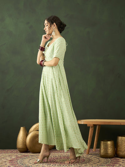 Green Flared Maxi Dress