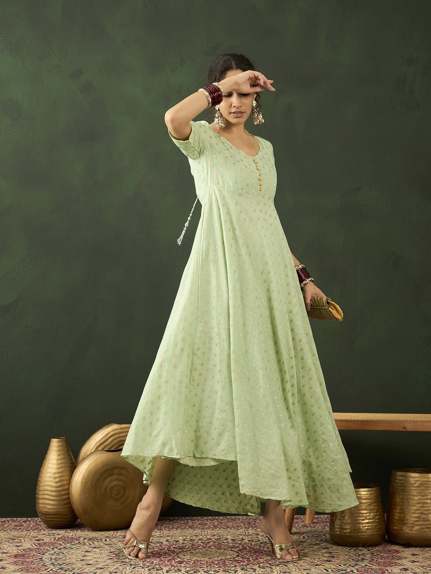 Green Flared Maxi Dress