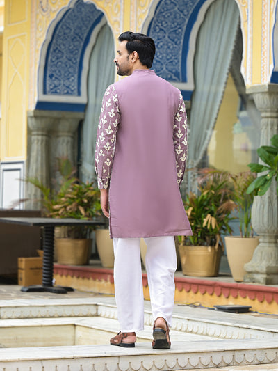 Mauve Embroidered Long Kurta