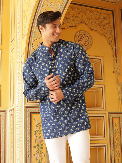 Blue Geometric Print Kurta