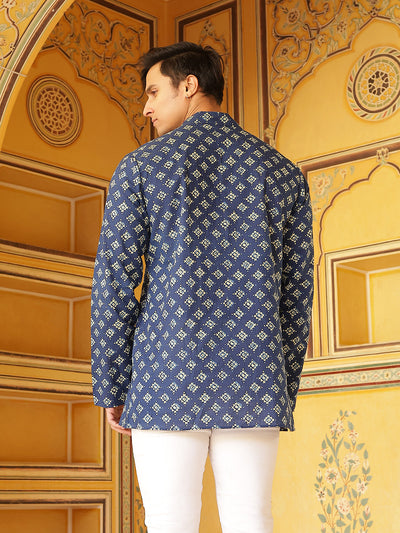 Blue Geometric Print Kurta