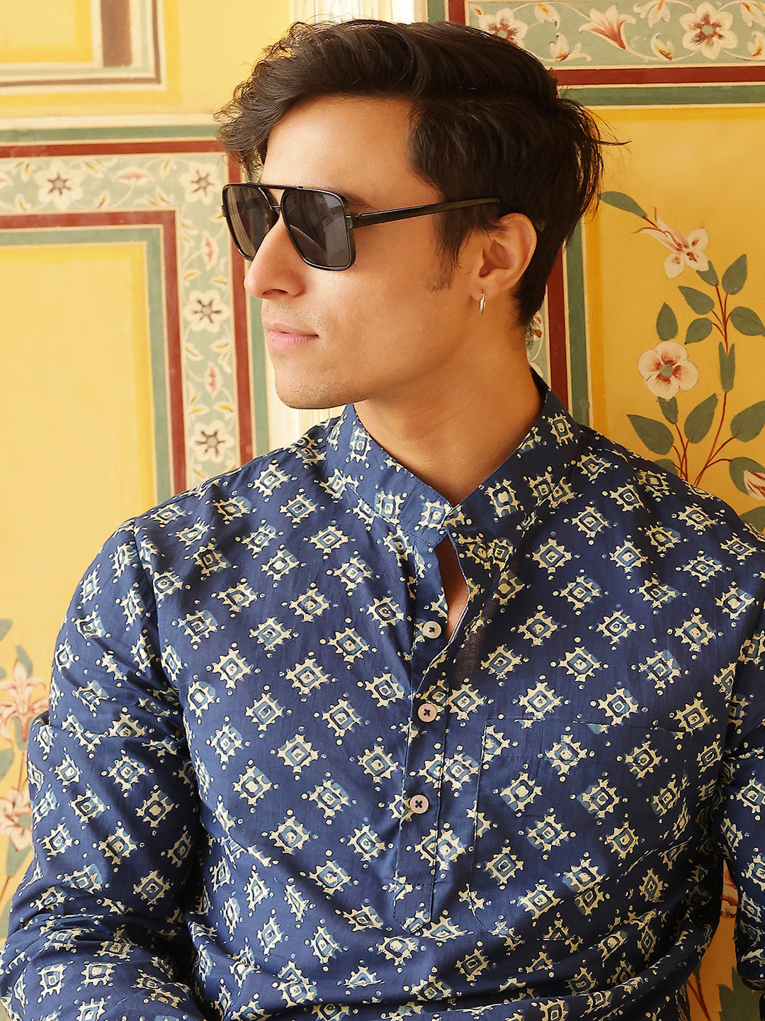 Blue Geometric Print Kurta