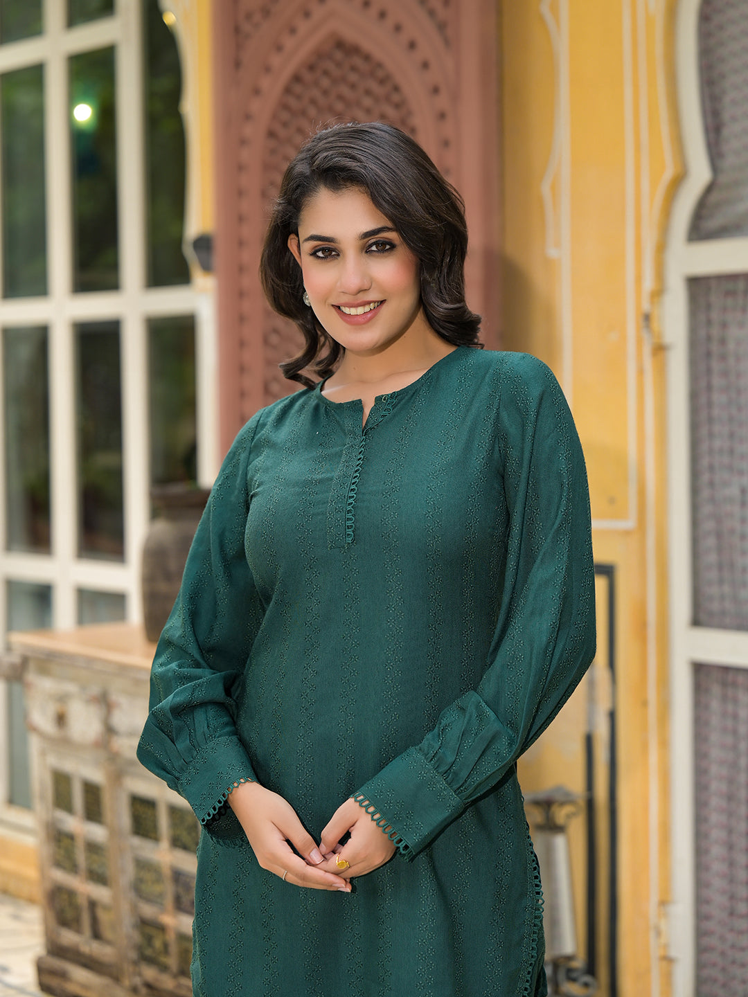 Elemerald Green Dobby Pakistani Kurta Salwar