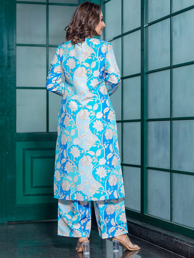 Sky Blue Digital printed Suit Set