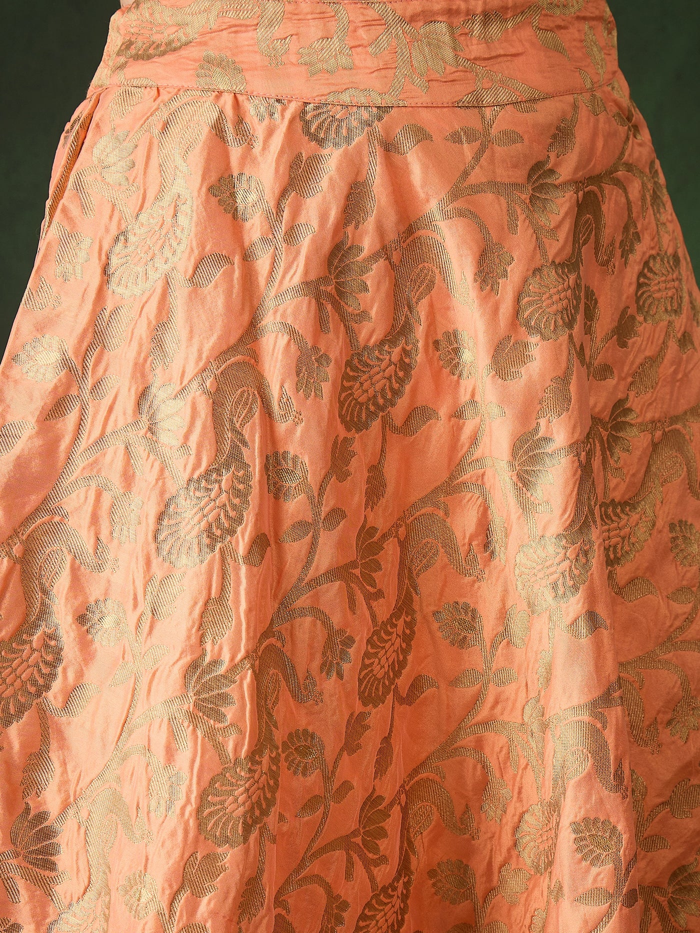 Peach Jacquard Lehenga Choli With Dupatta