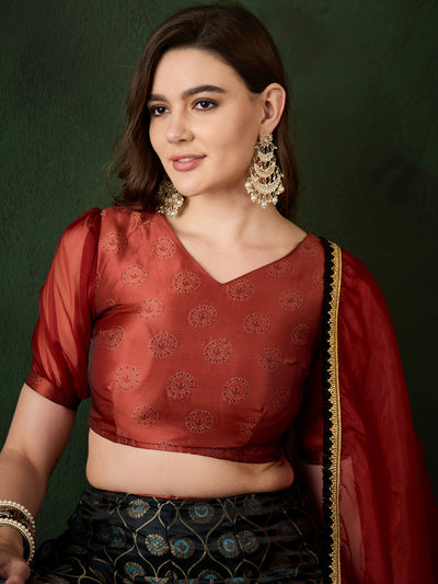 Maroon Brocade Lehenga Choli With Dupatta