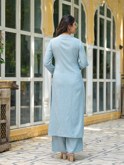 Powder Blue Solid Kurta with Palazzo