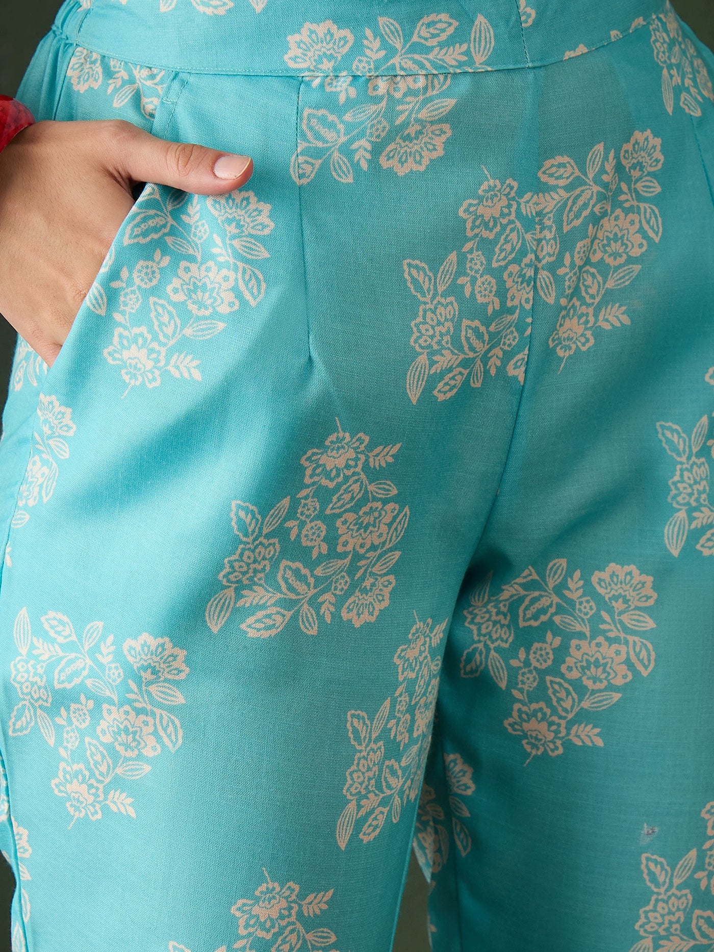 Turquoise Blue Floral Print Co-Ord Set