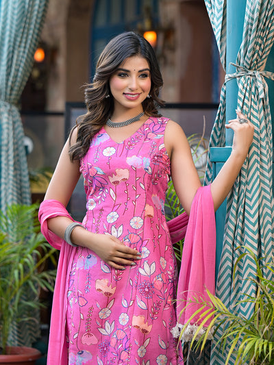 Blush Pink rayon Foil printed Kurta Set