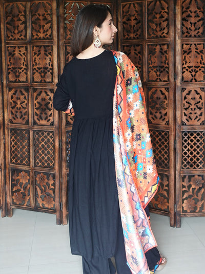 Black Nyra Cut A-Line Kurta Set