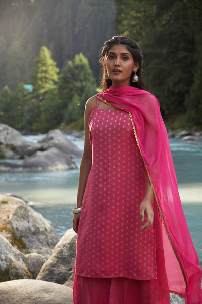 Fucsia Kurta Sharara Set with Dupatta