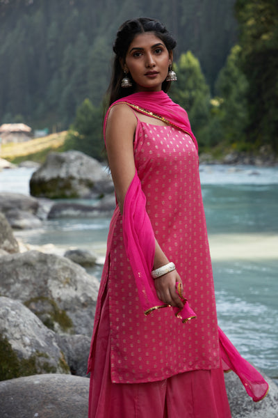 Fucsia Kurta Sharara Set with Dupatta