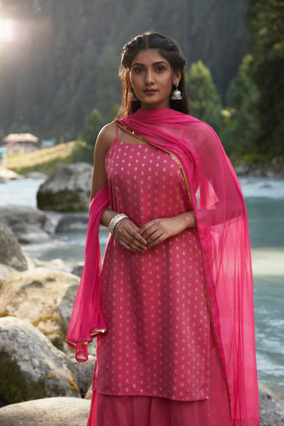 Fucsia Kurta Sharara Set with Dupatta