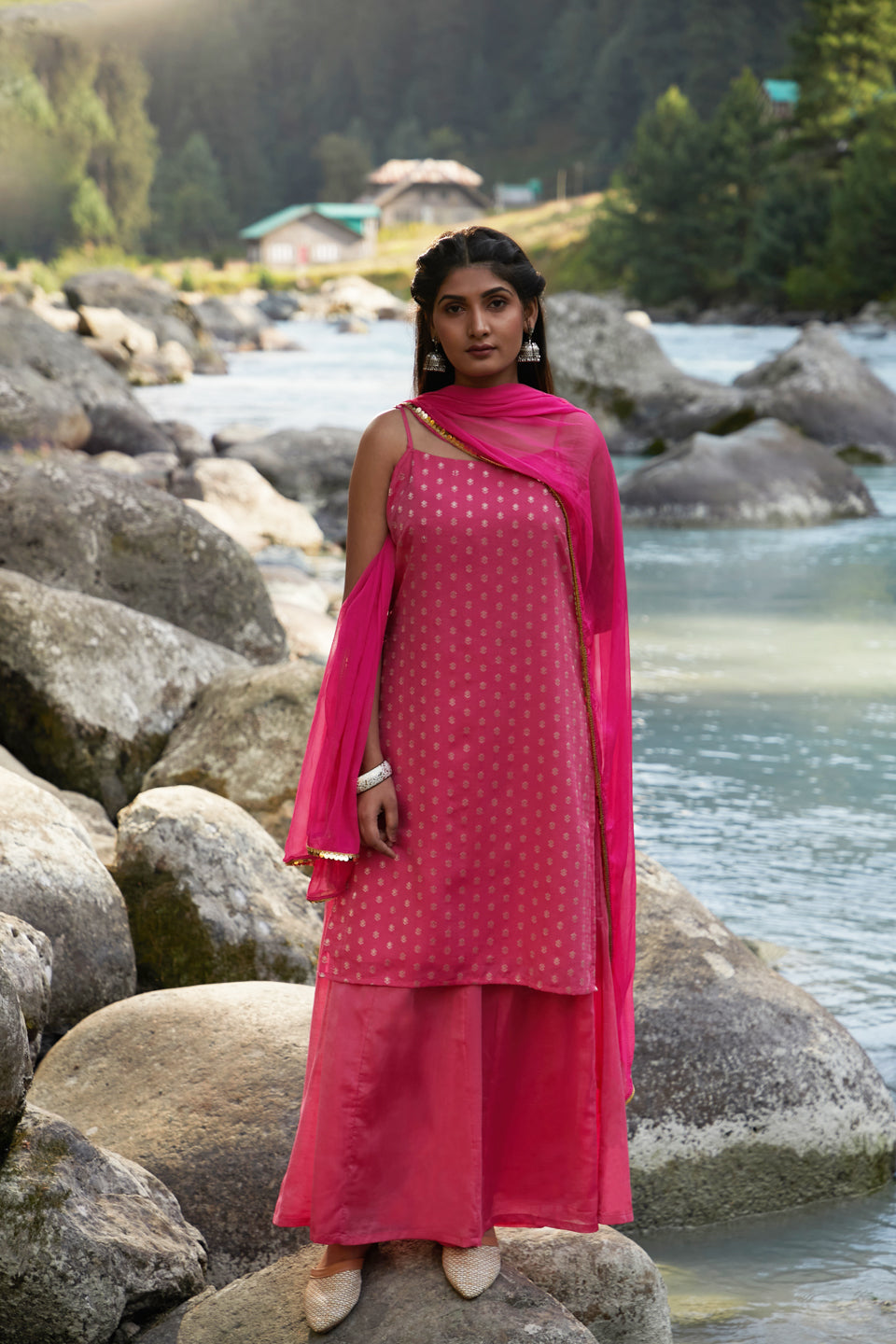 Fucsia Kurta Sharara Set with Dupatta