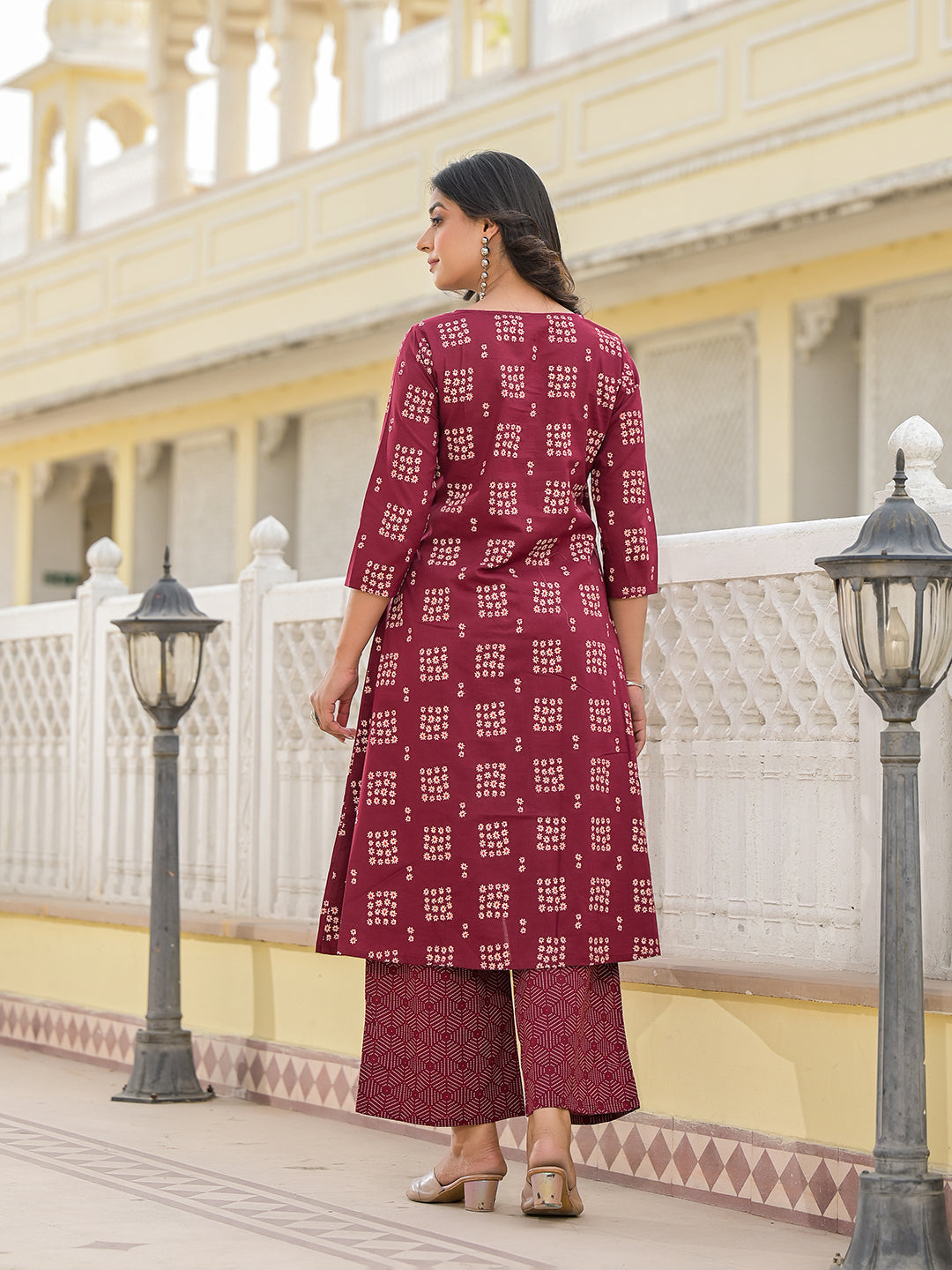 Maroon Cotton Double Layered Kurta Set