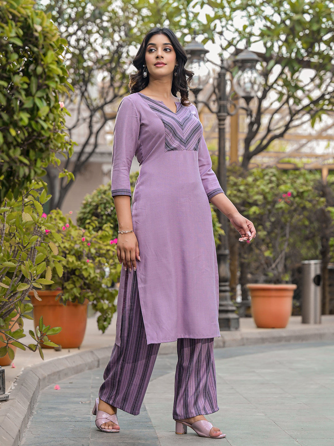 Purple yard Dyed Kurta Set