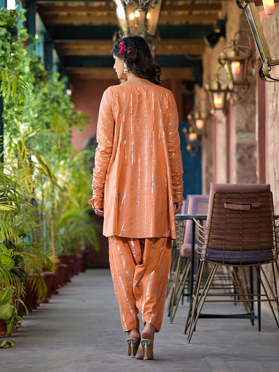 Orange Lurex pakistani Kurta Set