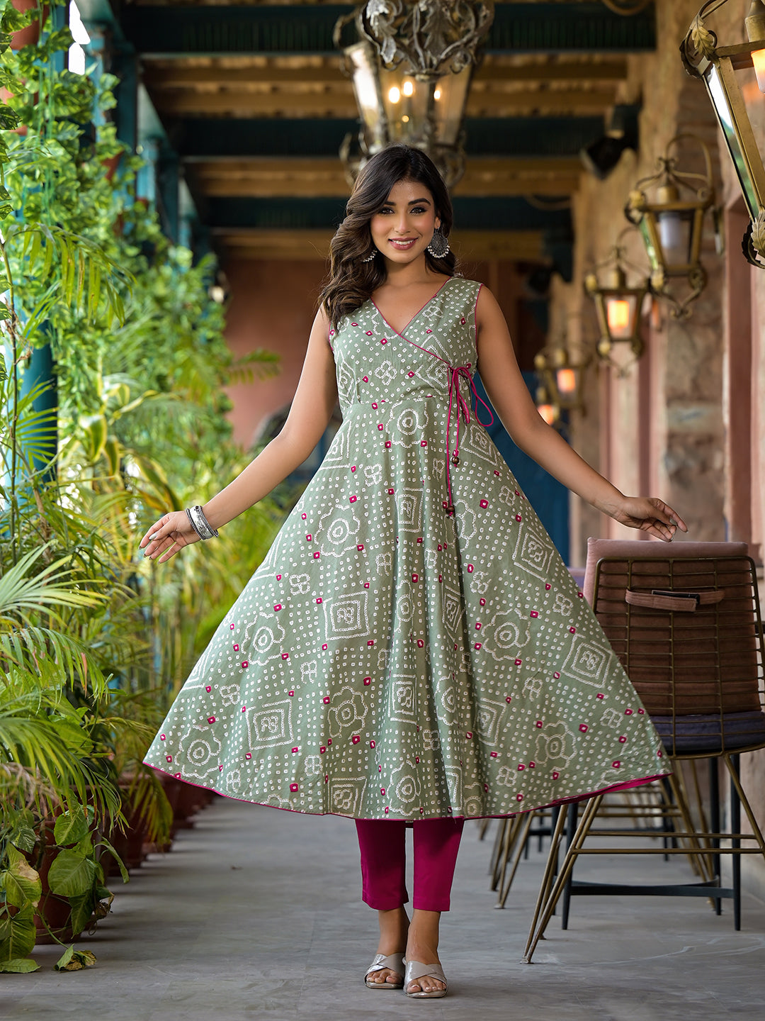 Mint Green angrakha anarkali