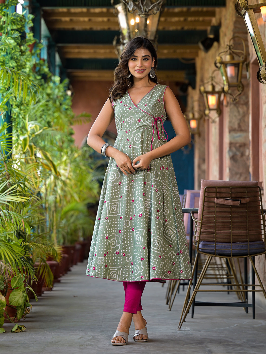 Mint Green angrakha anarkali