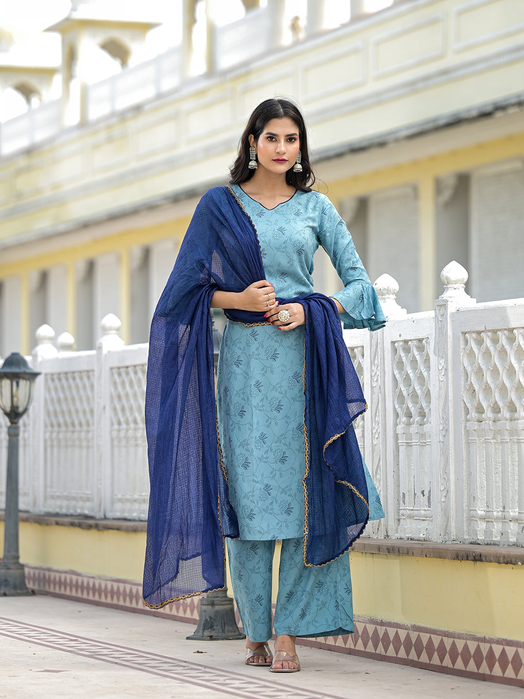 Sky Blue Kurta Set with Dupatta