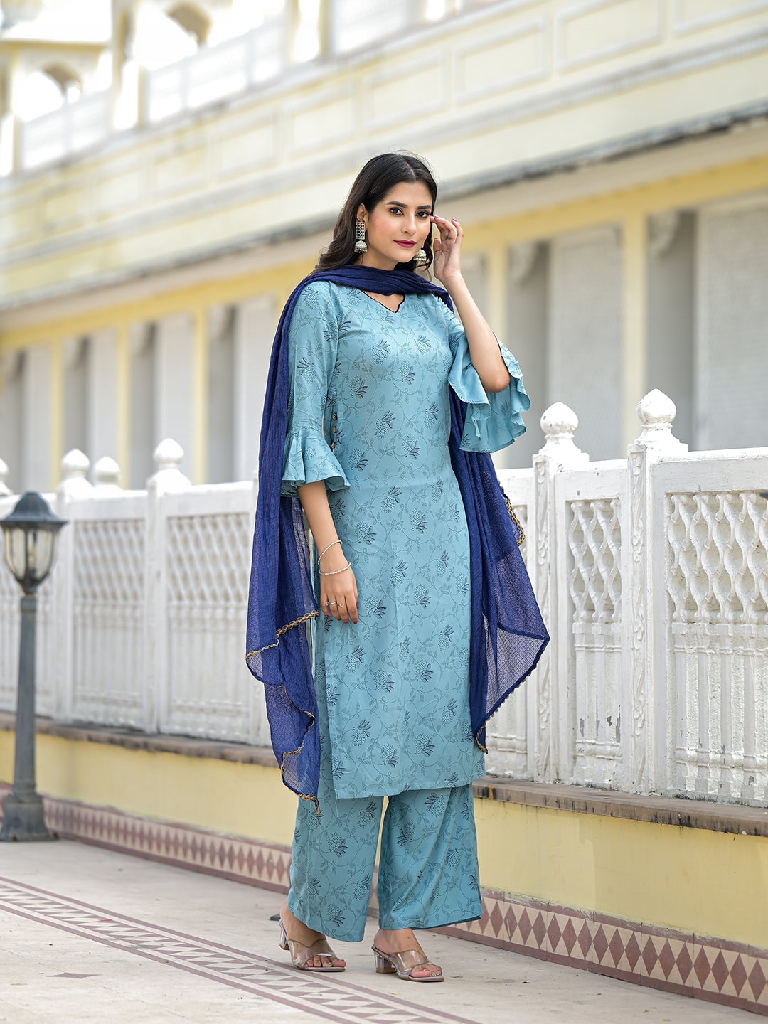 Sky Blue Kurta Set with Dupatta