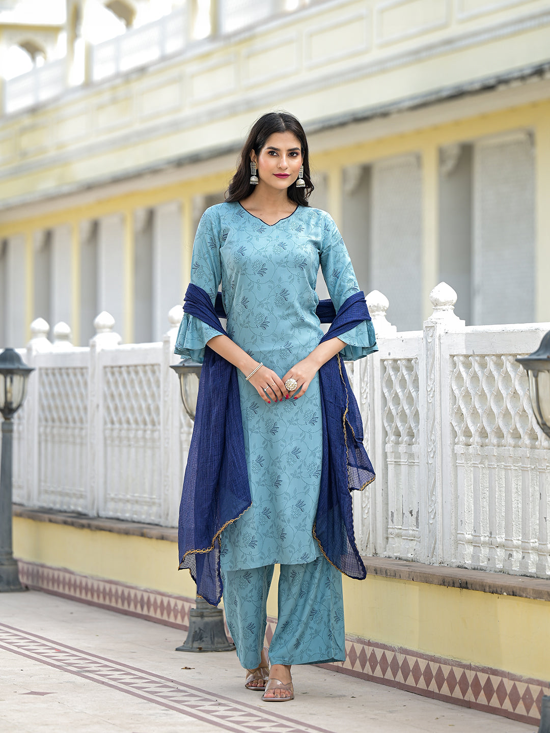 Sky Blue Kurta Set with Dupatta