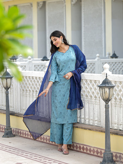 Sky Blue Kurta Set with Dupatta