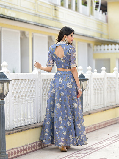 Grey lehenga Choli with Gota Patti work