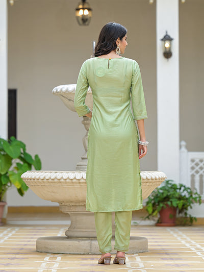 Mint Green Kurta Set with Yellow leheriya Dupatta