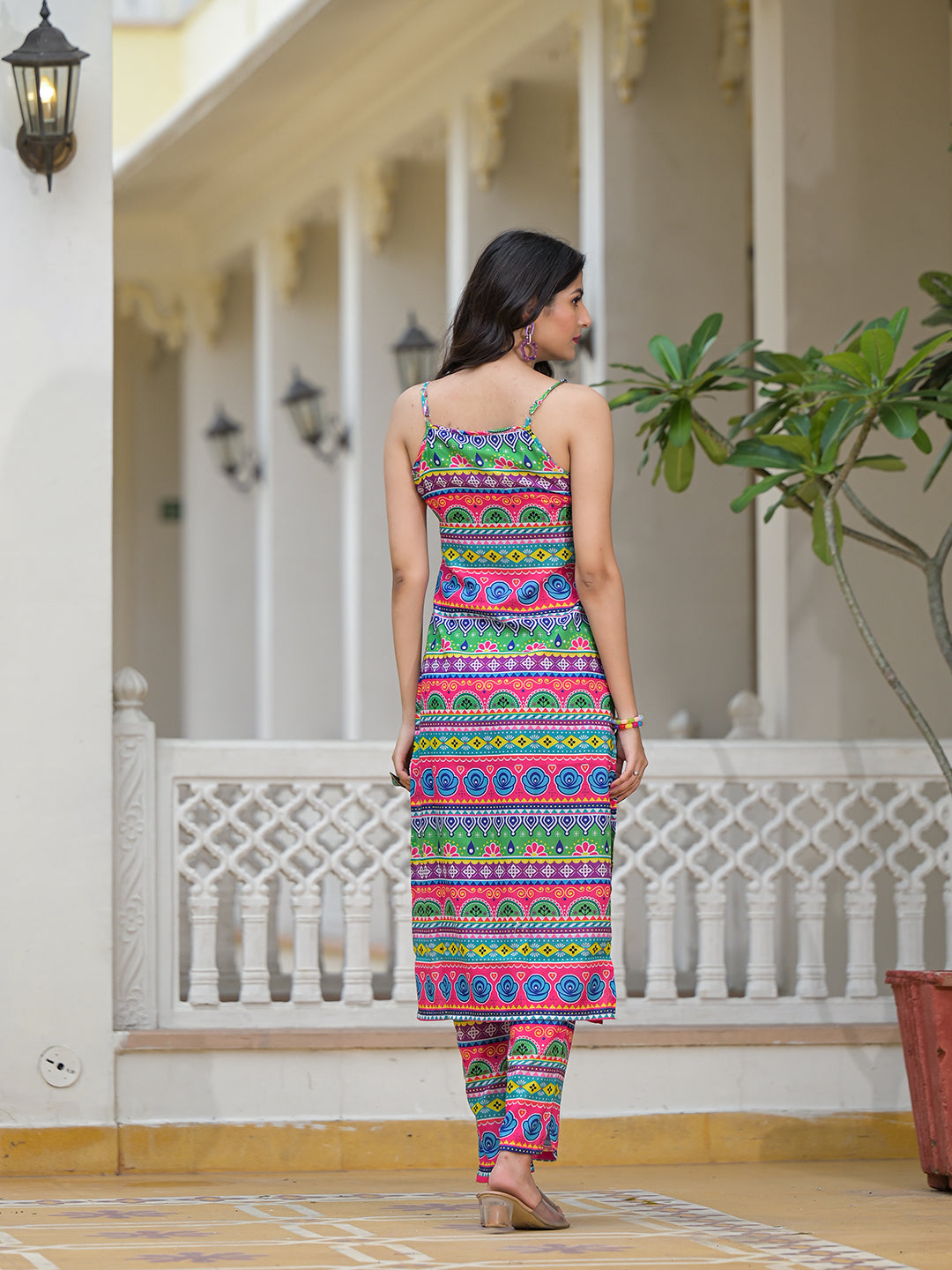 Multicolor Kurta Set with noodle Strap