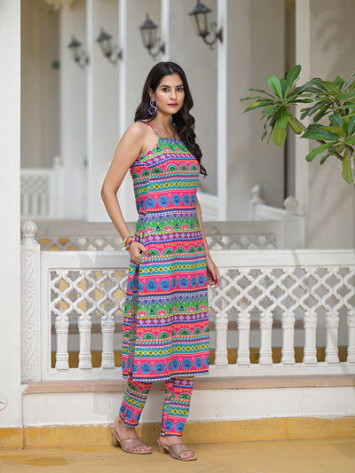 Multicolor Kurta Set with noodle Strap