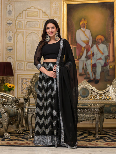 Black Sequinned party wear lehenga Choli