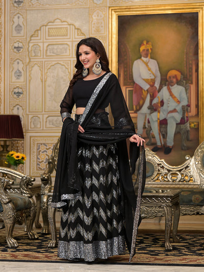 Black Sequinned party wear lehenga Choli