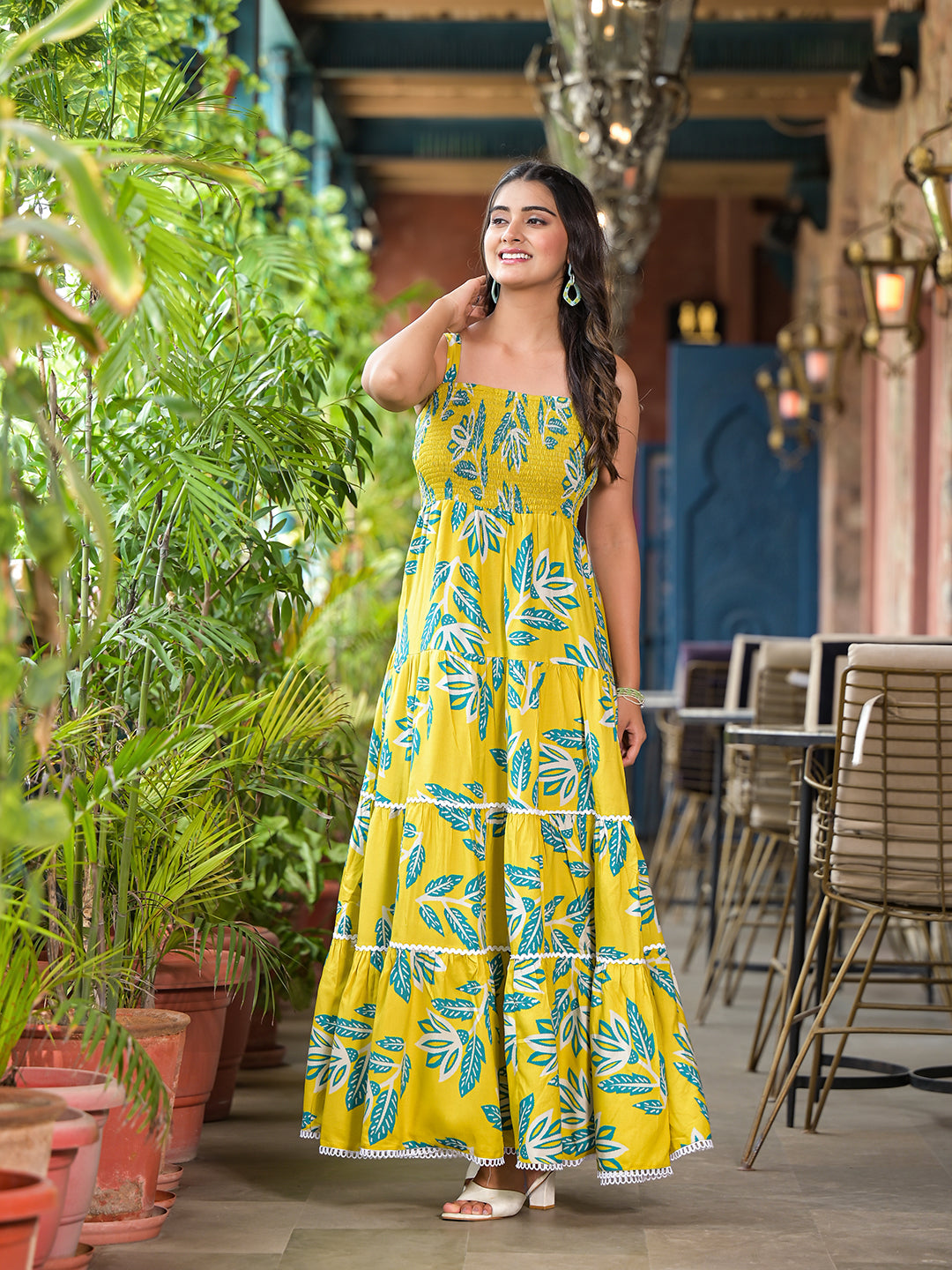 Lemon Yellow Tiered Maxi Dress