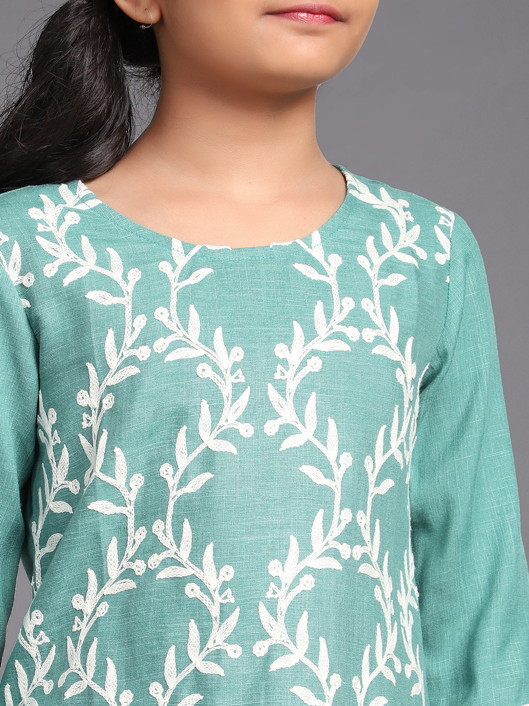 Green Embroidered Kurta With Palazzo