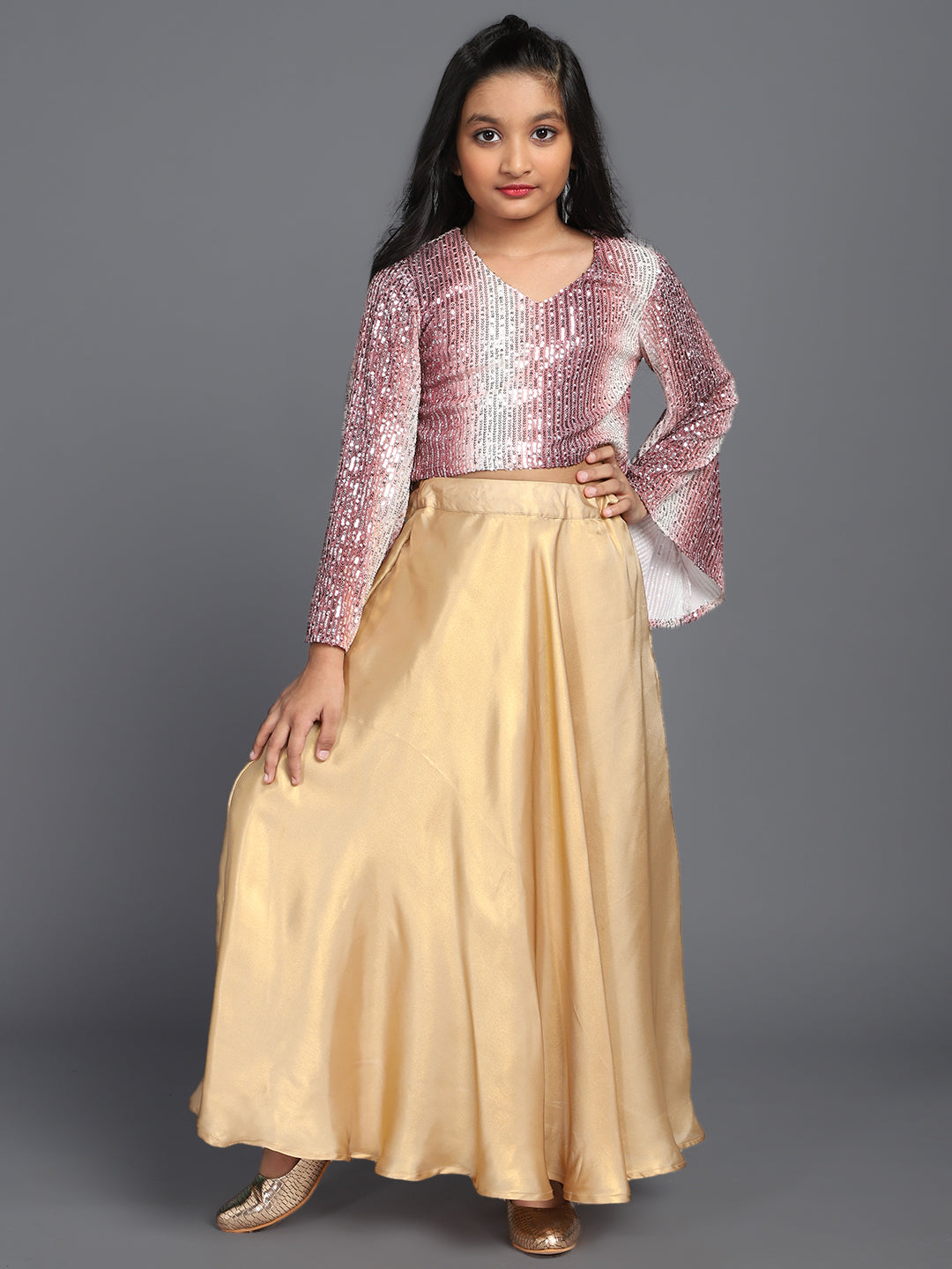 Gold Flared Skirt