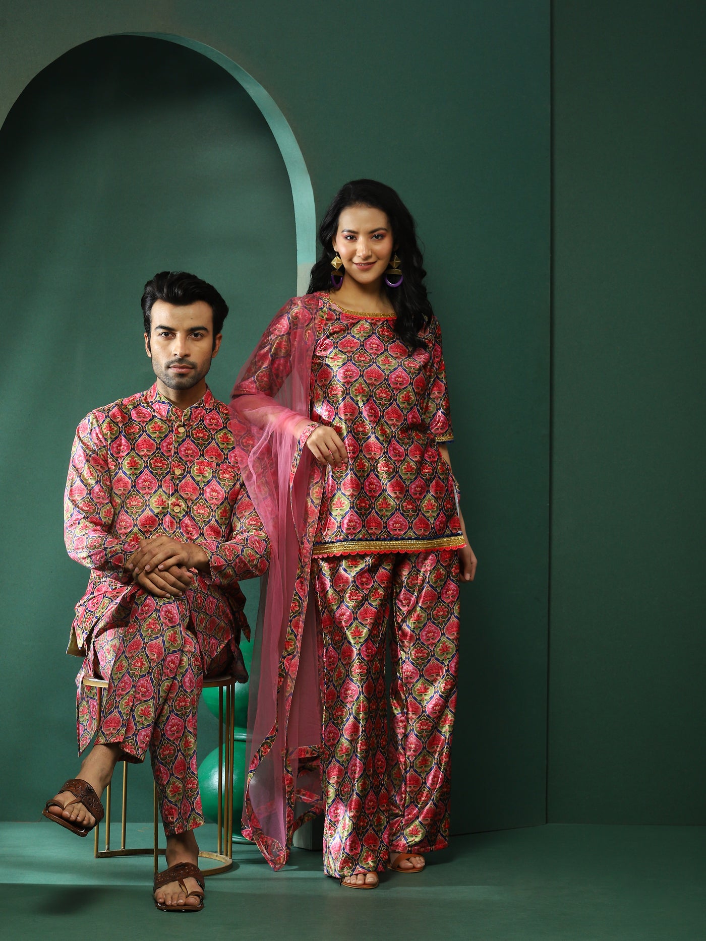 Multicolor Printed Couple Combo Set