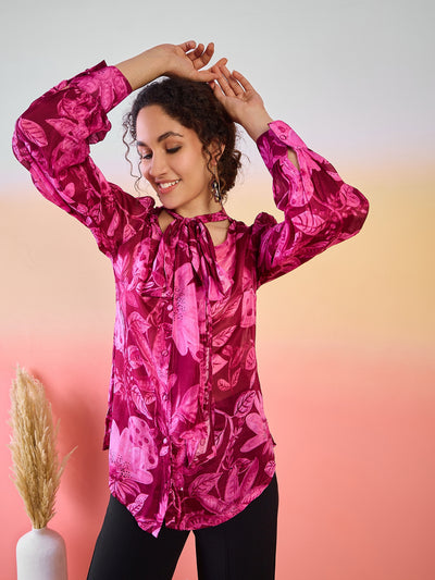 Burgundy Floral Print Shirt