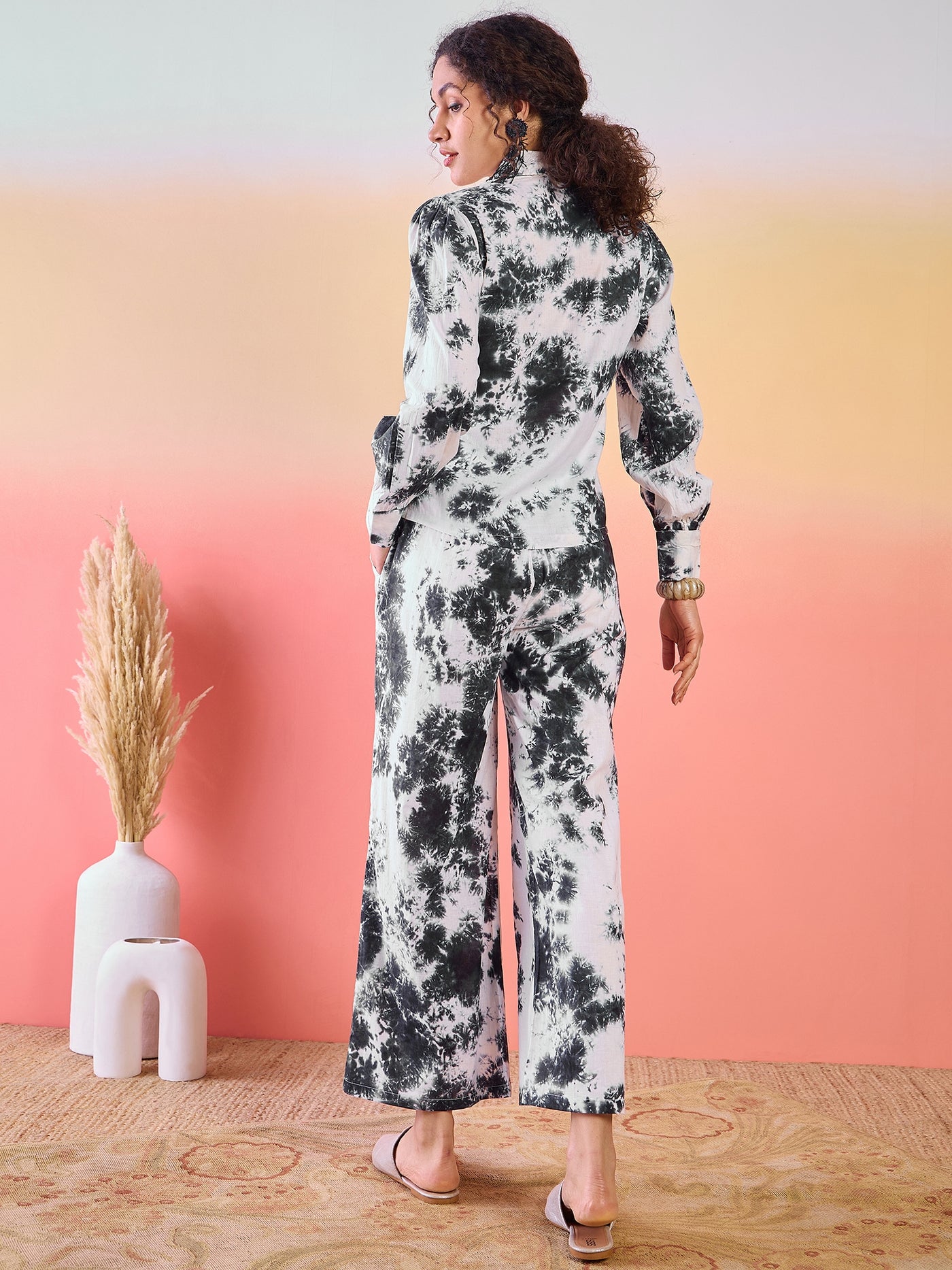 White & Black Tie & Dye Co-Ord Set