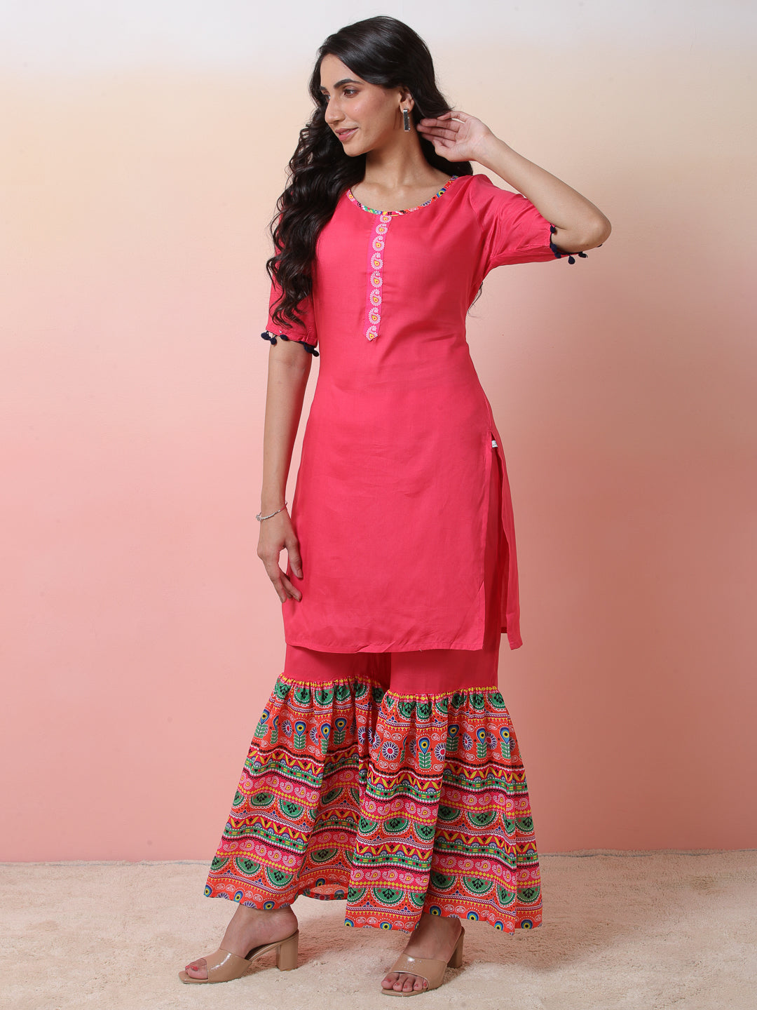 Pink Kurta With Sharara