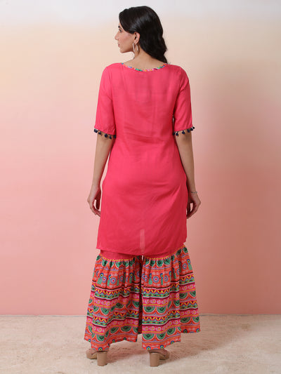 Pink Kurta With Sharara