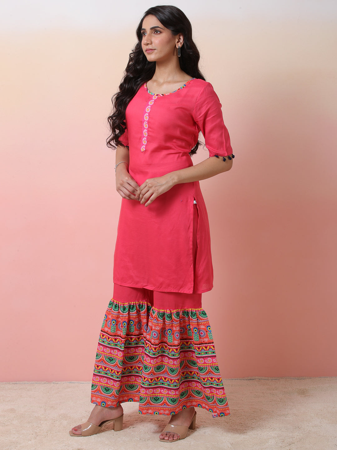 Pink Kurta With Sharara