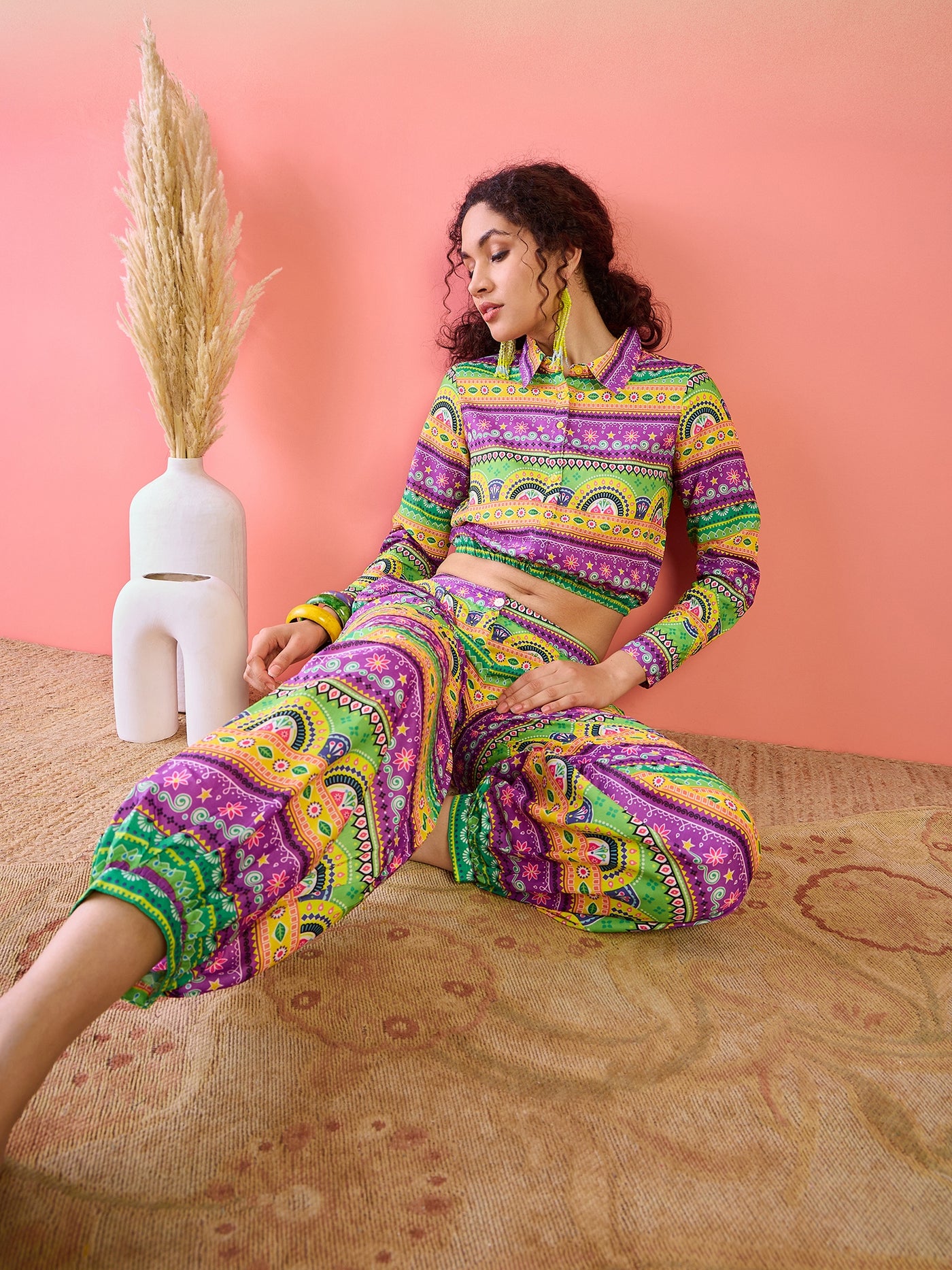 Multicolor Truck Art Co Ord Set with Afghani pants