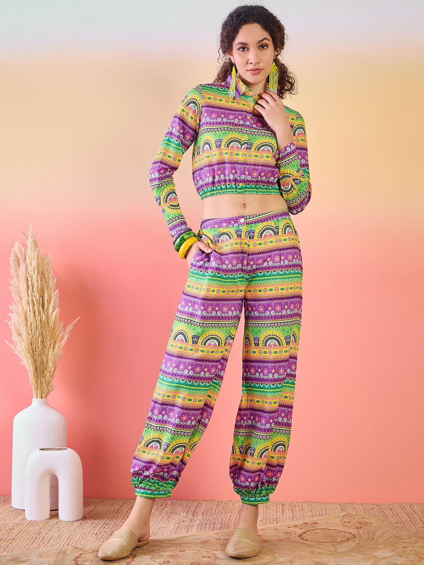 Multicolor Truck Art Co Ord Set with Afghani pants