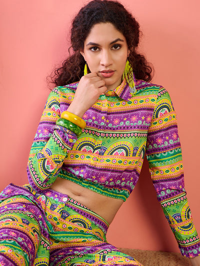 Multicolor Truck Art Co Ord Set with Afghani pants