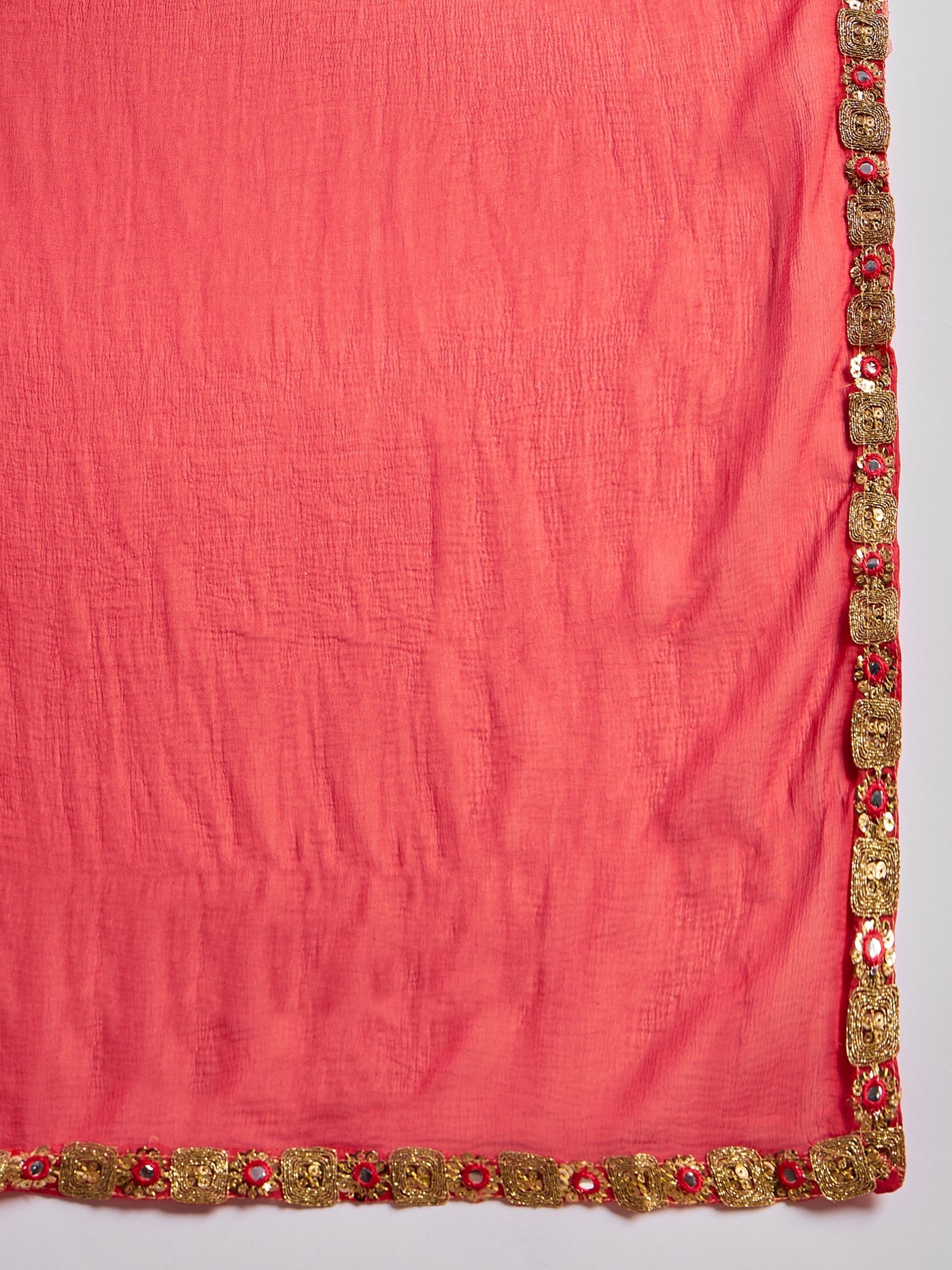 Red Woven Design Kurta Palazzo With Dupatta