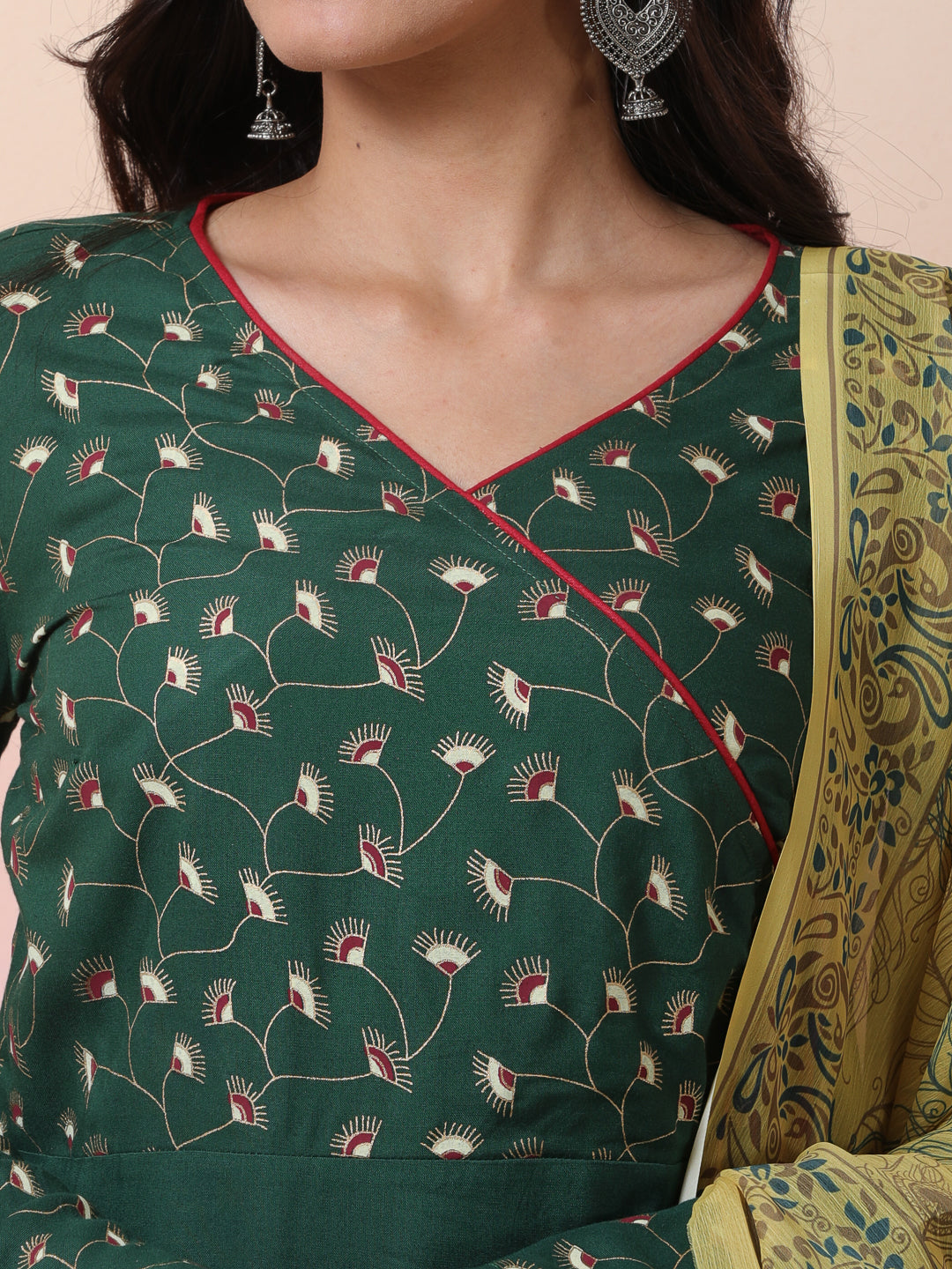 Green Printed Kurta Pant With Dupatta