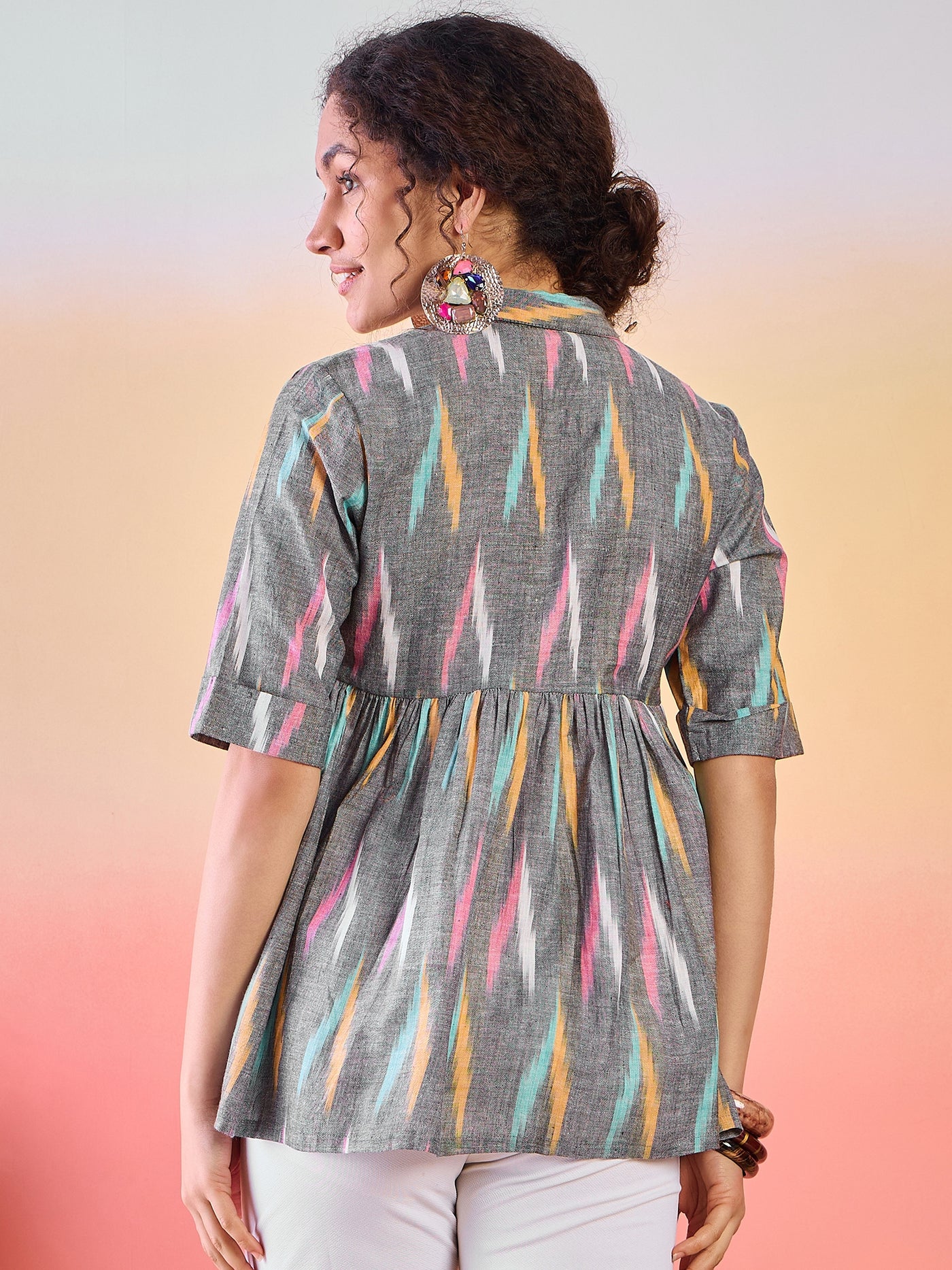 Grey Ikat Design Tunic