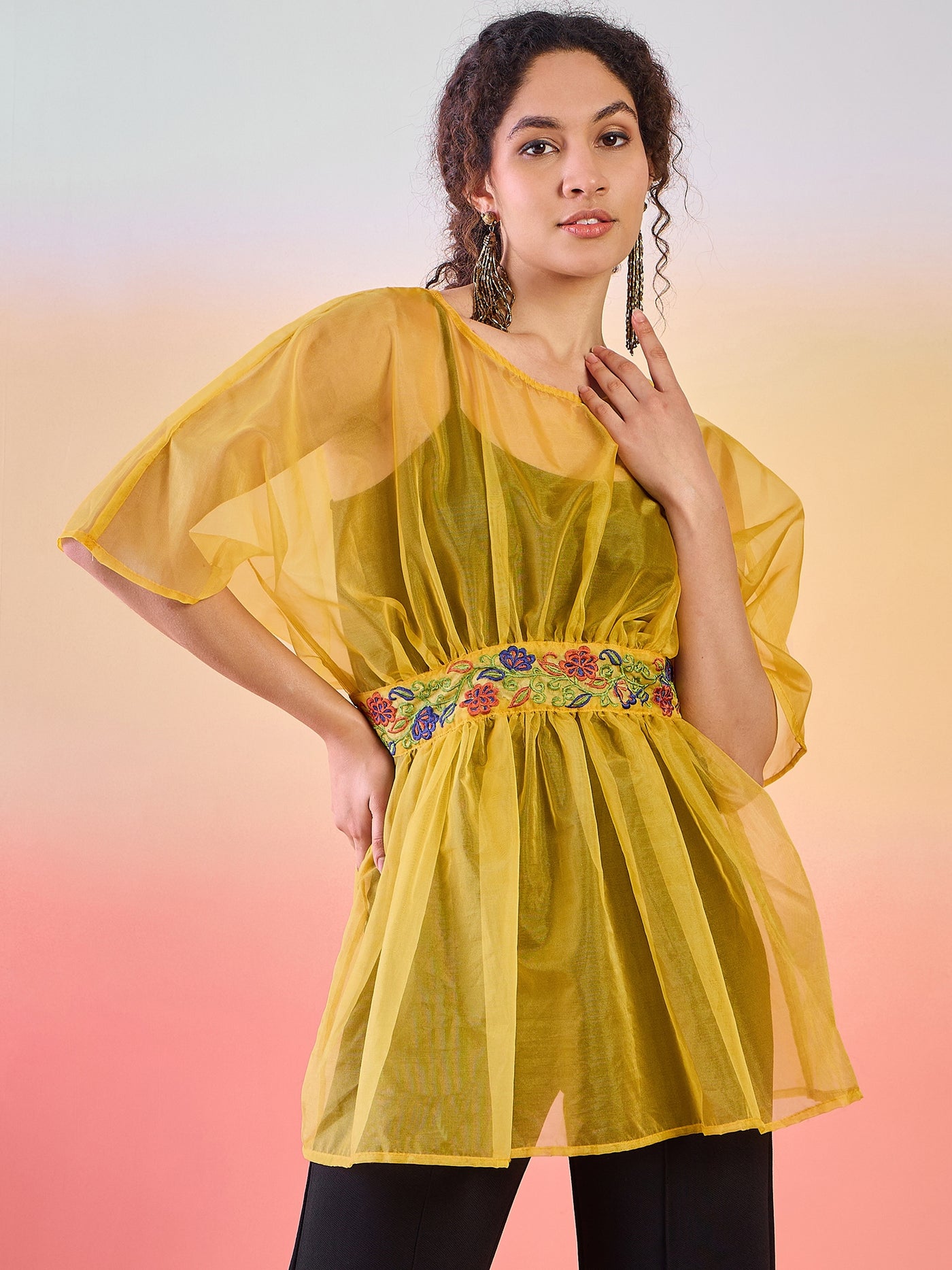 Yellow Embroidered Tunic